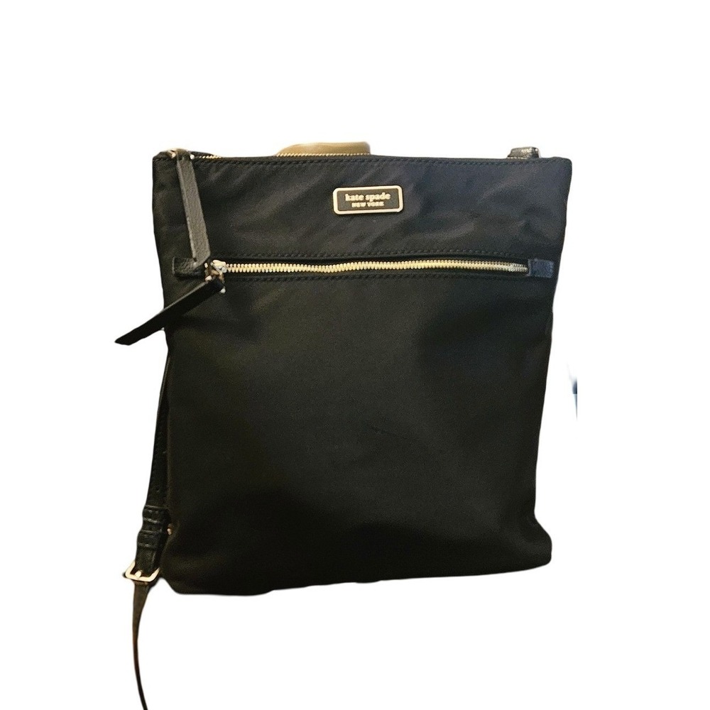 Kate Spade New York Black‎ Nylon Crossbody Bag Gold Hardware 10x10 WKRU1430